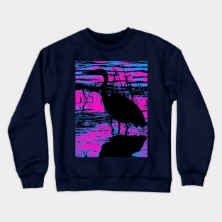 Midnight Heron - Blue Heron Crewneck Sweatshirt